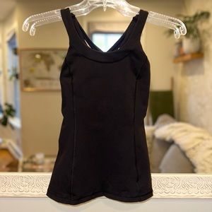 Lululemon Energy Tank Black Cris Cross Back Workout Top with Built-in Support, 4